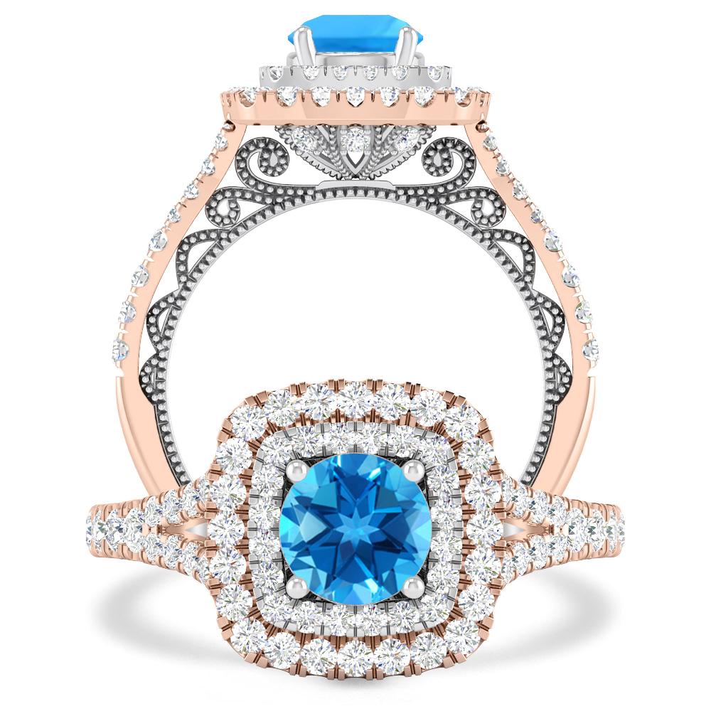 Rose Gold - Blue Topaz