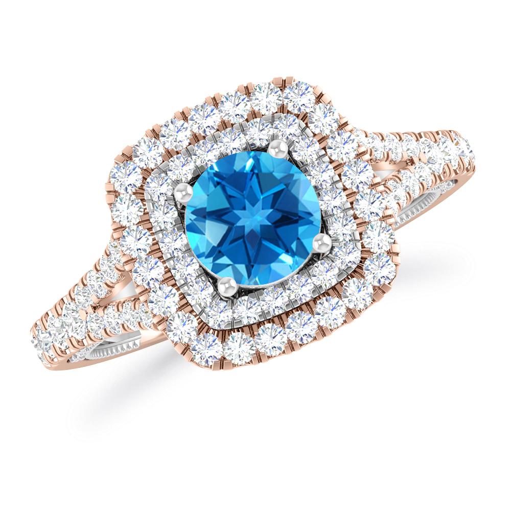 Rose Gold - Blue Topaz