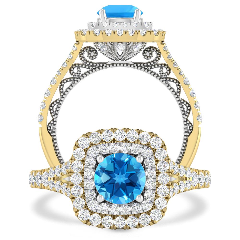 Yellow Gold - Blue Topaz