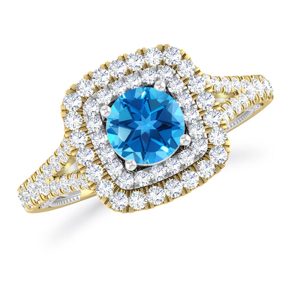 Yellow Gold - Blue Topaz