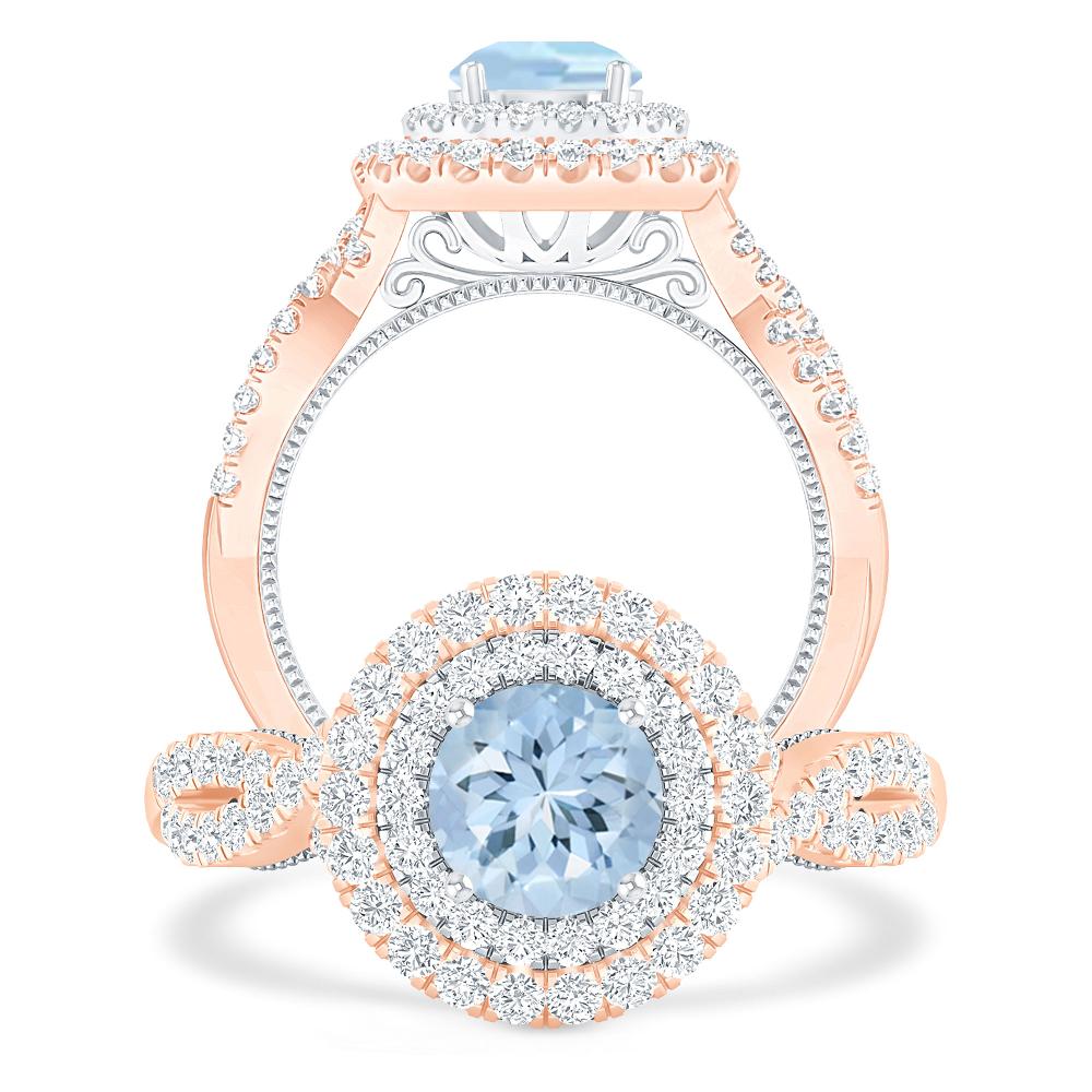 Rose Gold - Aquamarine