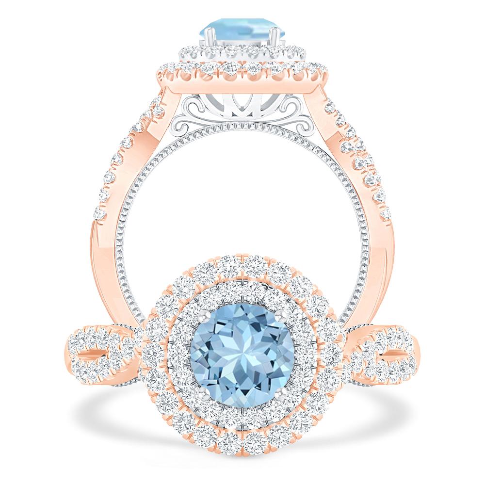 Rose Gold - Aquamarine