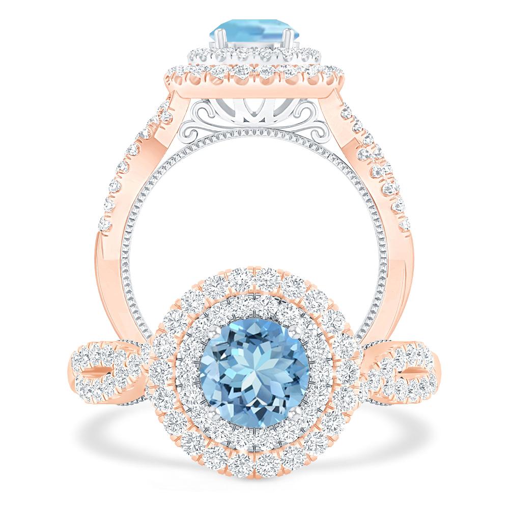 Rose Gold - Aquamarine