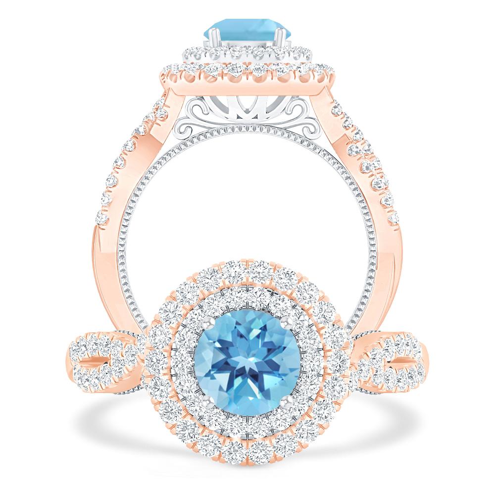 Rose Gold - Blue Topaz