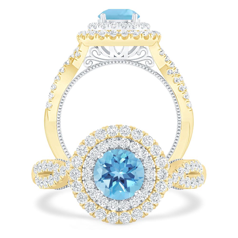 Yellow Gold - Blue Topaz