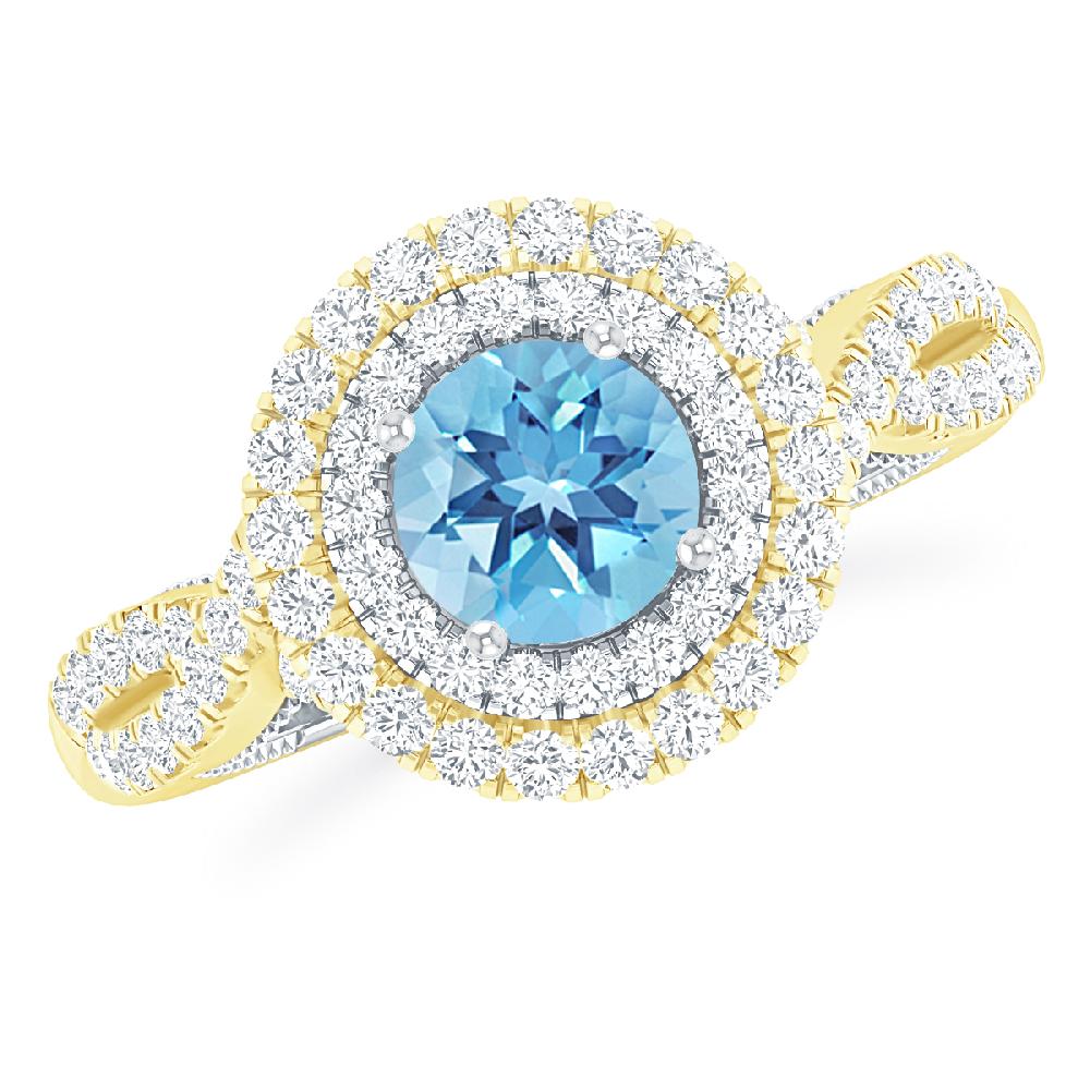 Yellow Gold - Blue Topaz