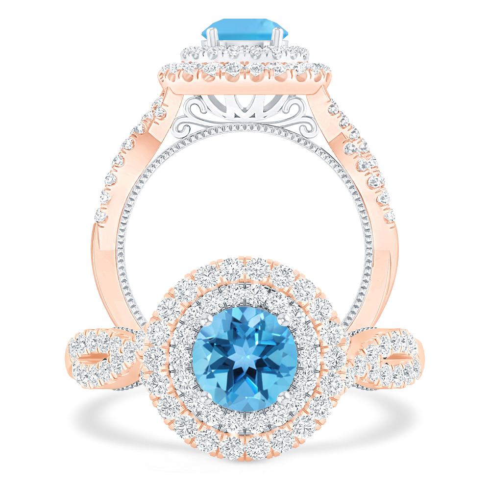 Rose Gold - Blue Topaz