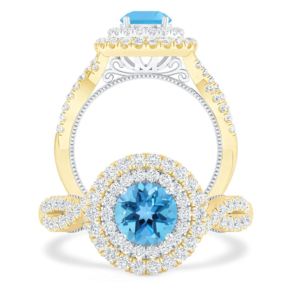 Yellow Gold - Blue Topaz