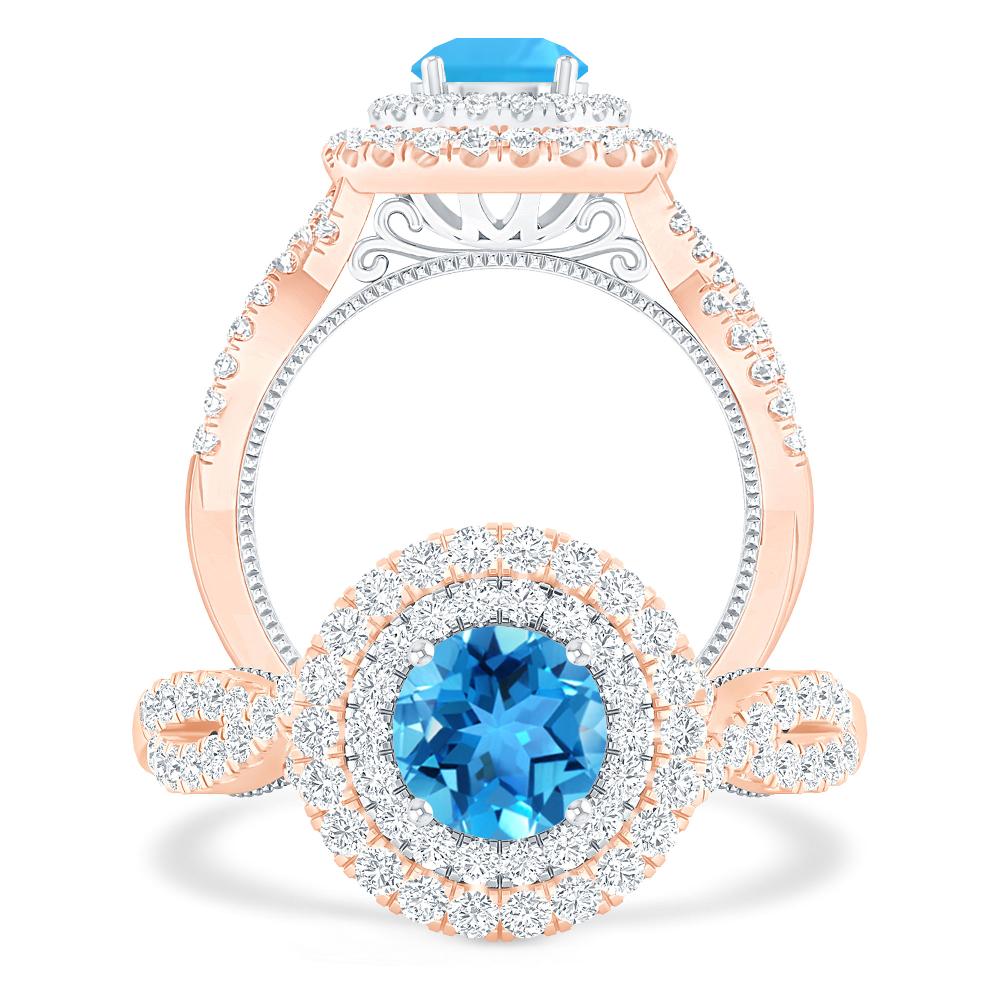 Rose Gold - Blue Topaz