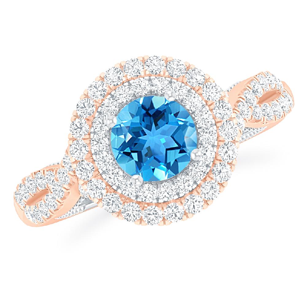 Rose Gold - Blue Topaz