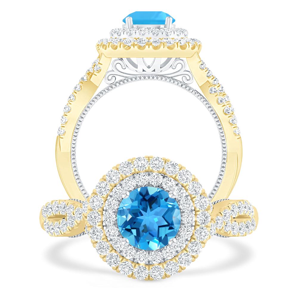 Yellow Gold - Blue Topaz