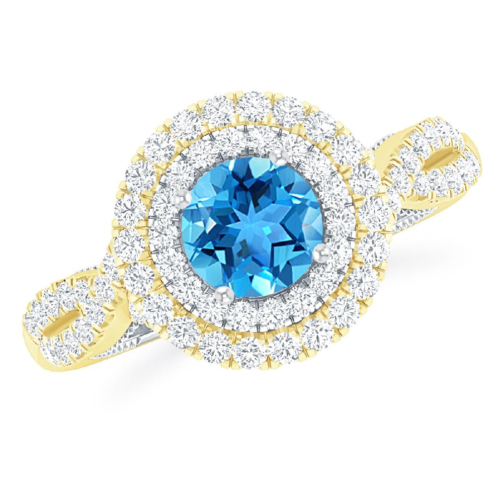 Yellow Gold - Blue Topaz