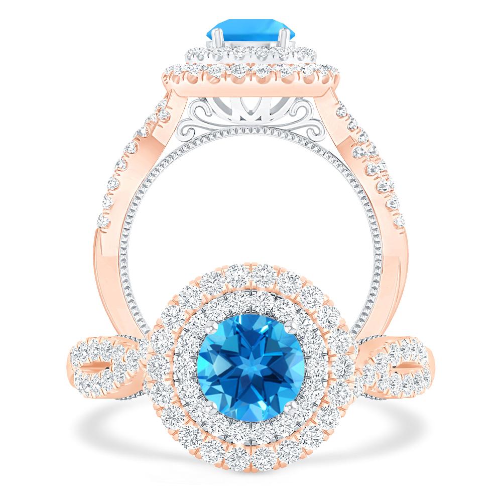 Rose Gold - Blue Topaz