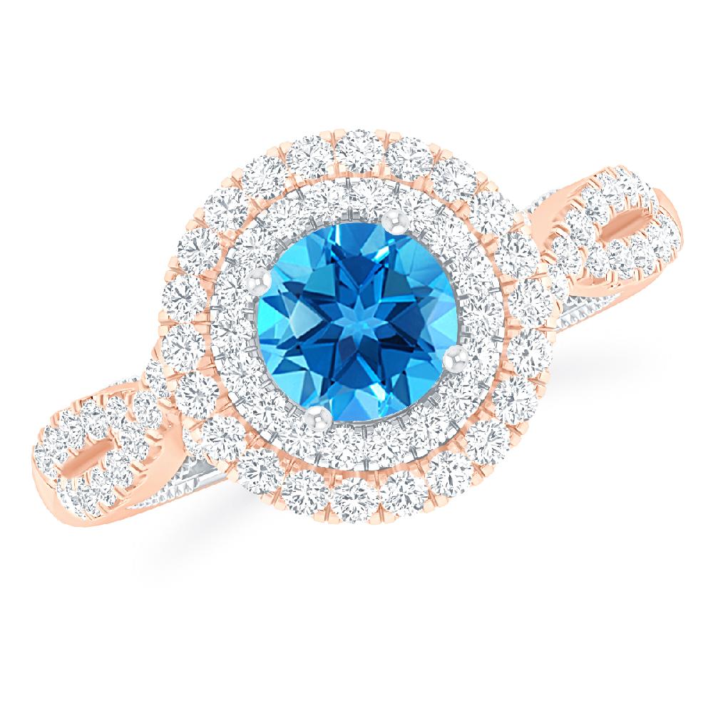 Rose Gold - Blue Topaz