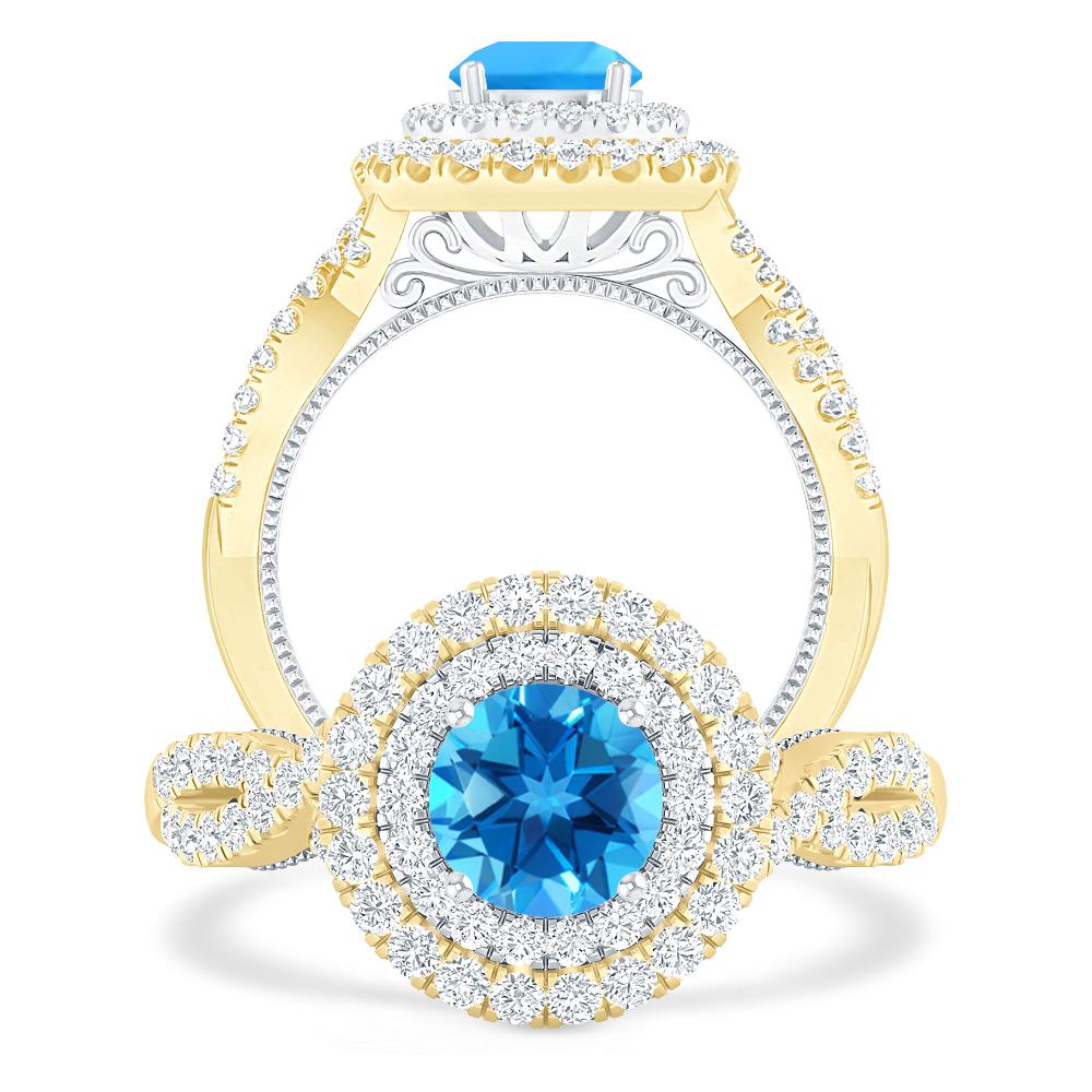 Yellow Gold - Blue Topaz