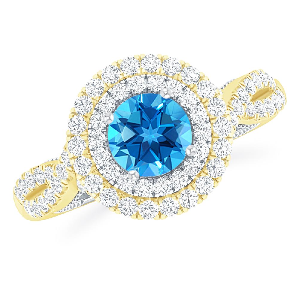 Yellow Gold - Blue Topaz