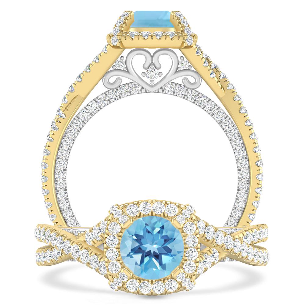 Yellow Gold - Blue Topaz