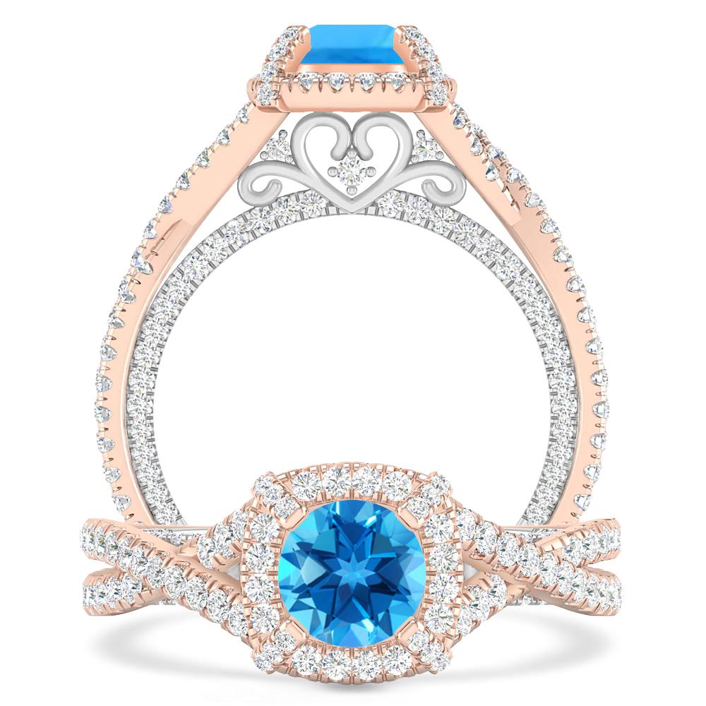 Rose Gold - Blue Topaz