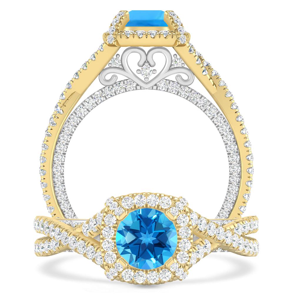 Yellow Gold - Blue Topaz