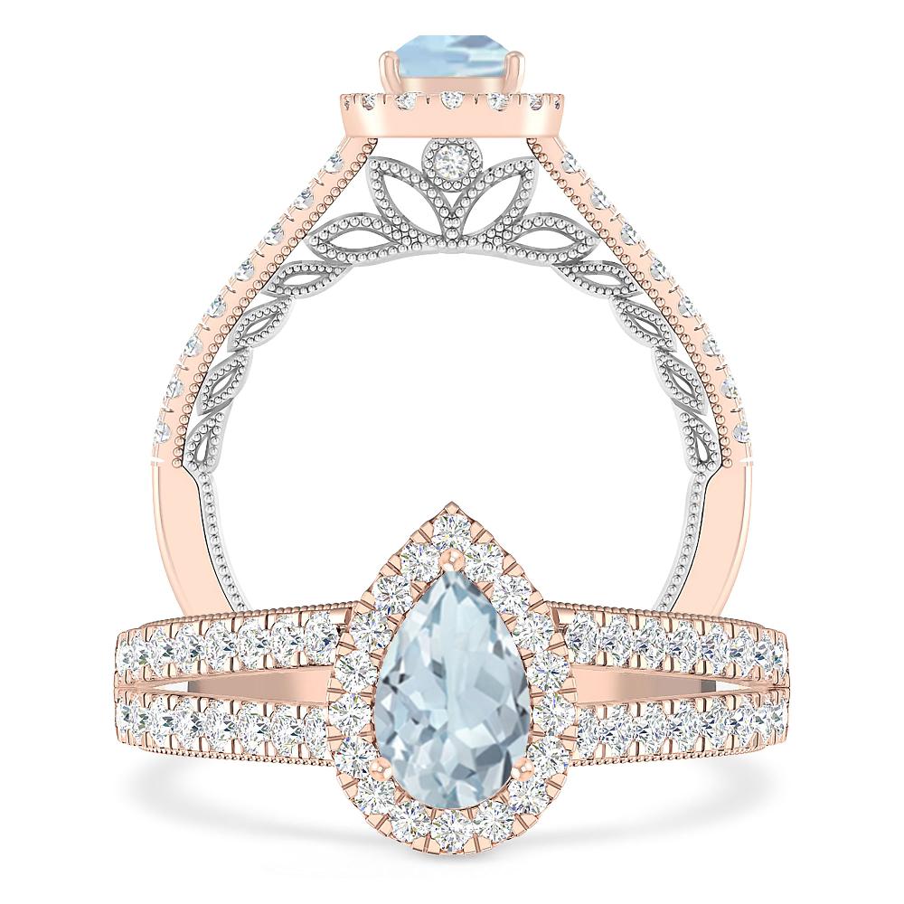 Rose Gold - Aquamarine