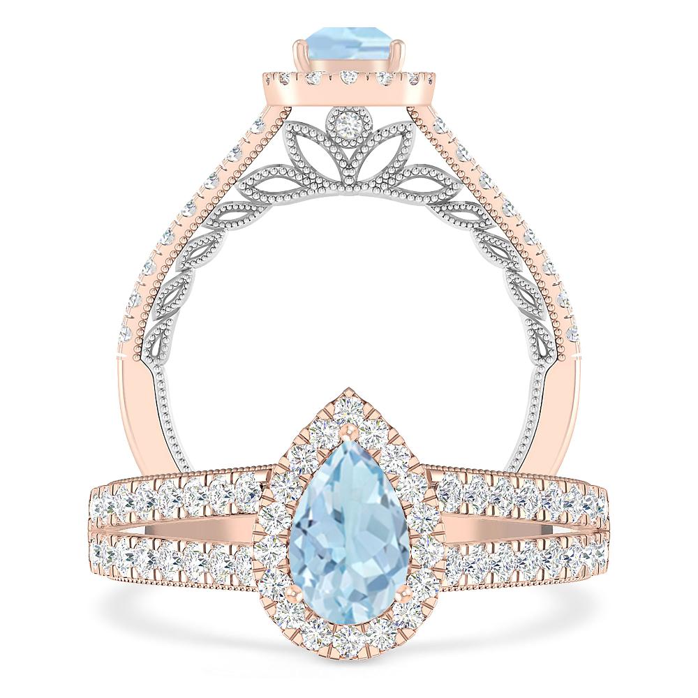 Rose Gold - Aquamarine