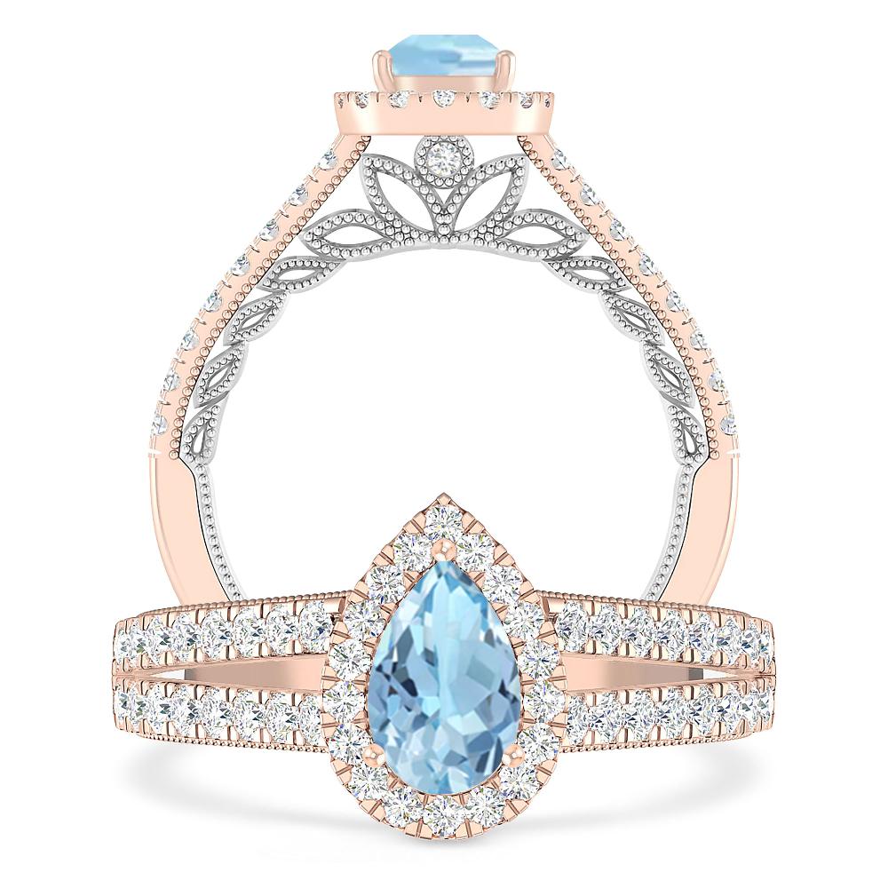 Rose Gold - Aquamarine