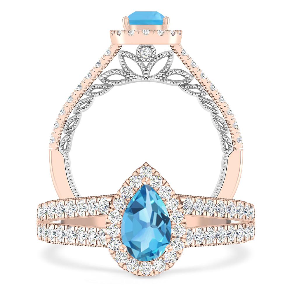 Rose Gold - Blue Topaz