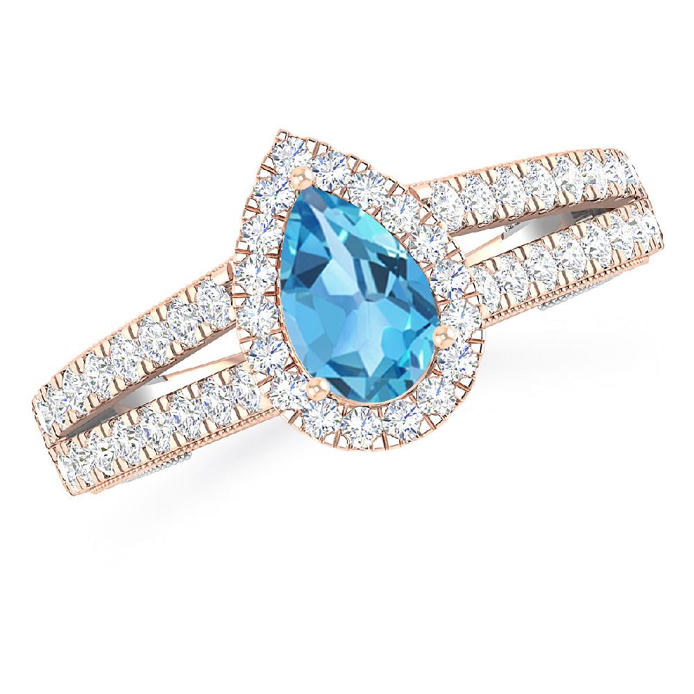 Rose Gold - Blue Topaz