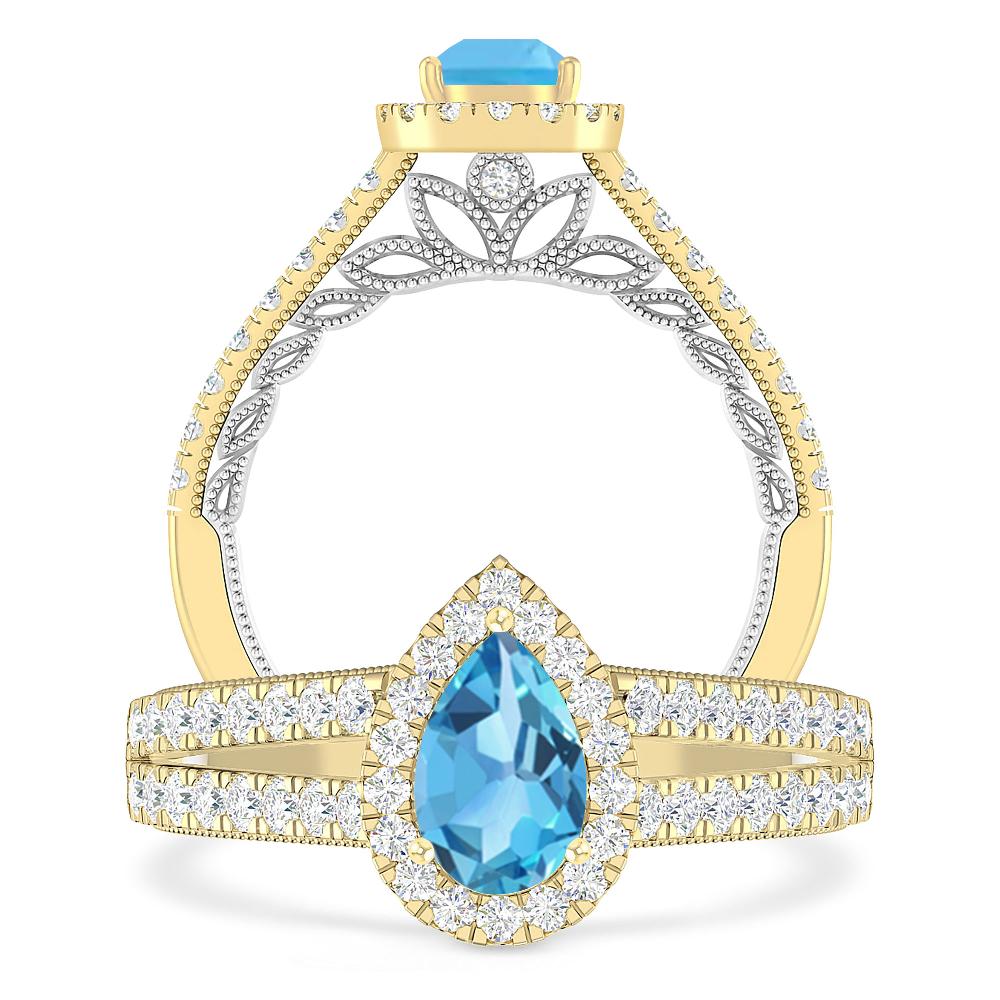 Yellow Gold - Blue Topaz