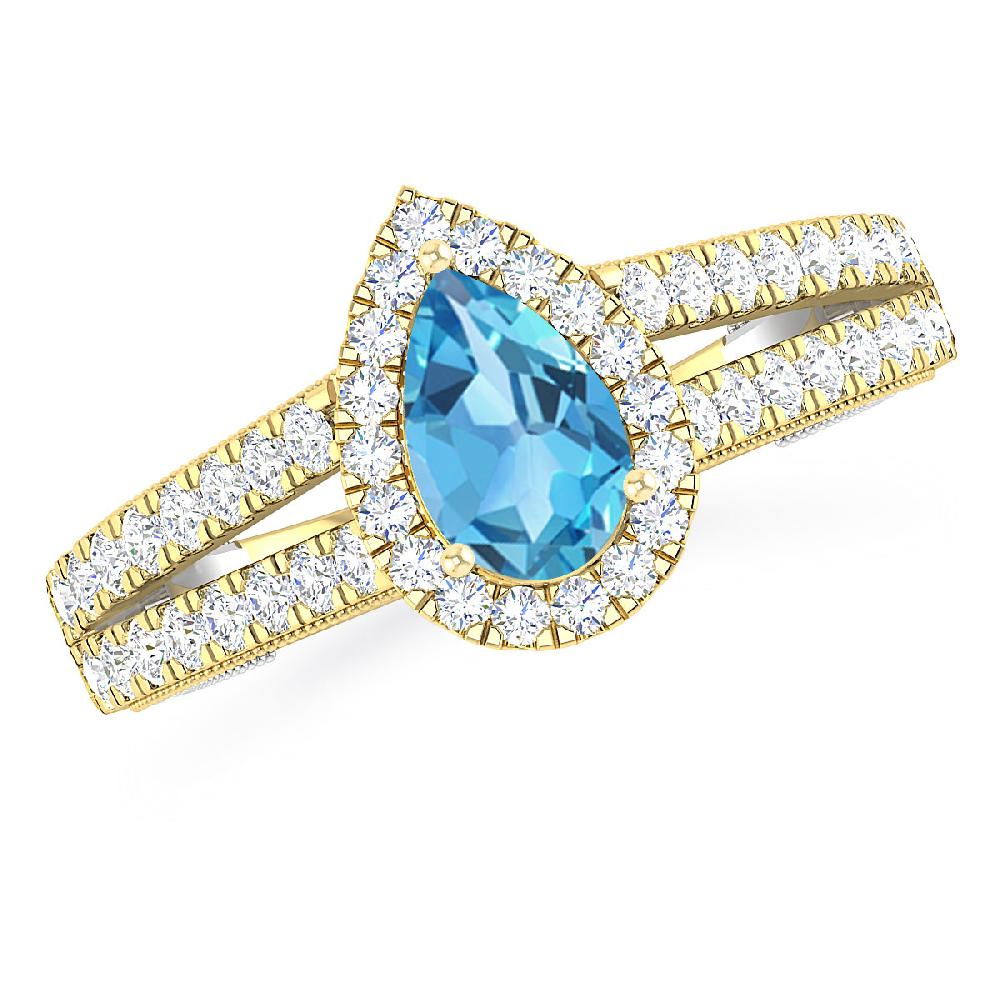 Yellow Gold - Blue Topaz