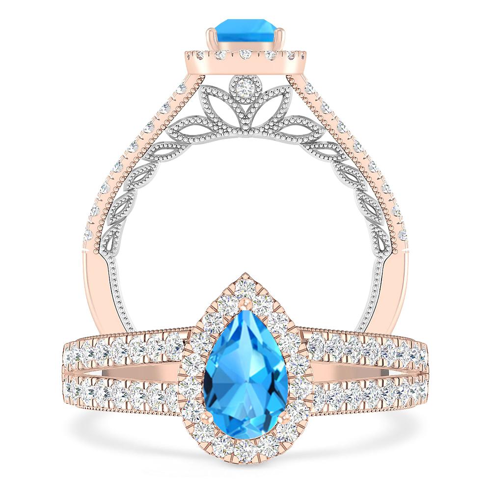 Rose Gold - Blue Topaz