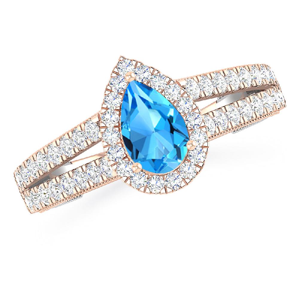 Rose Gold - Blue Topaz