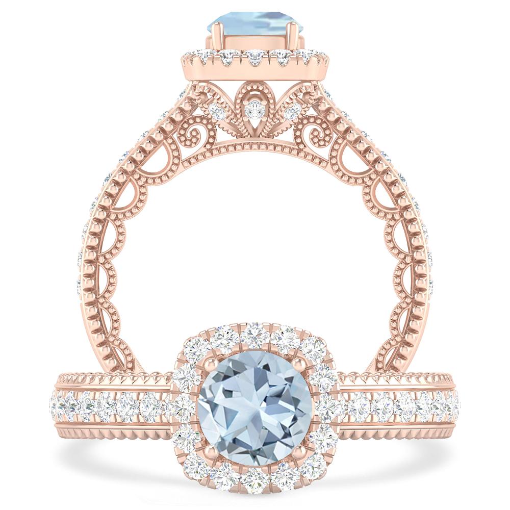 Rose Gold - Aquamarine