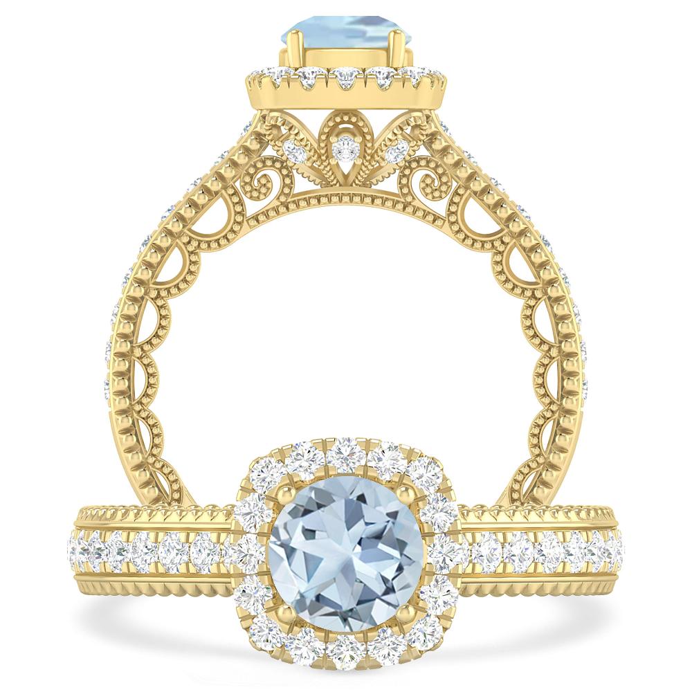 Yellow Gold - Aquamarine