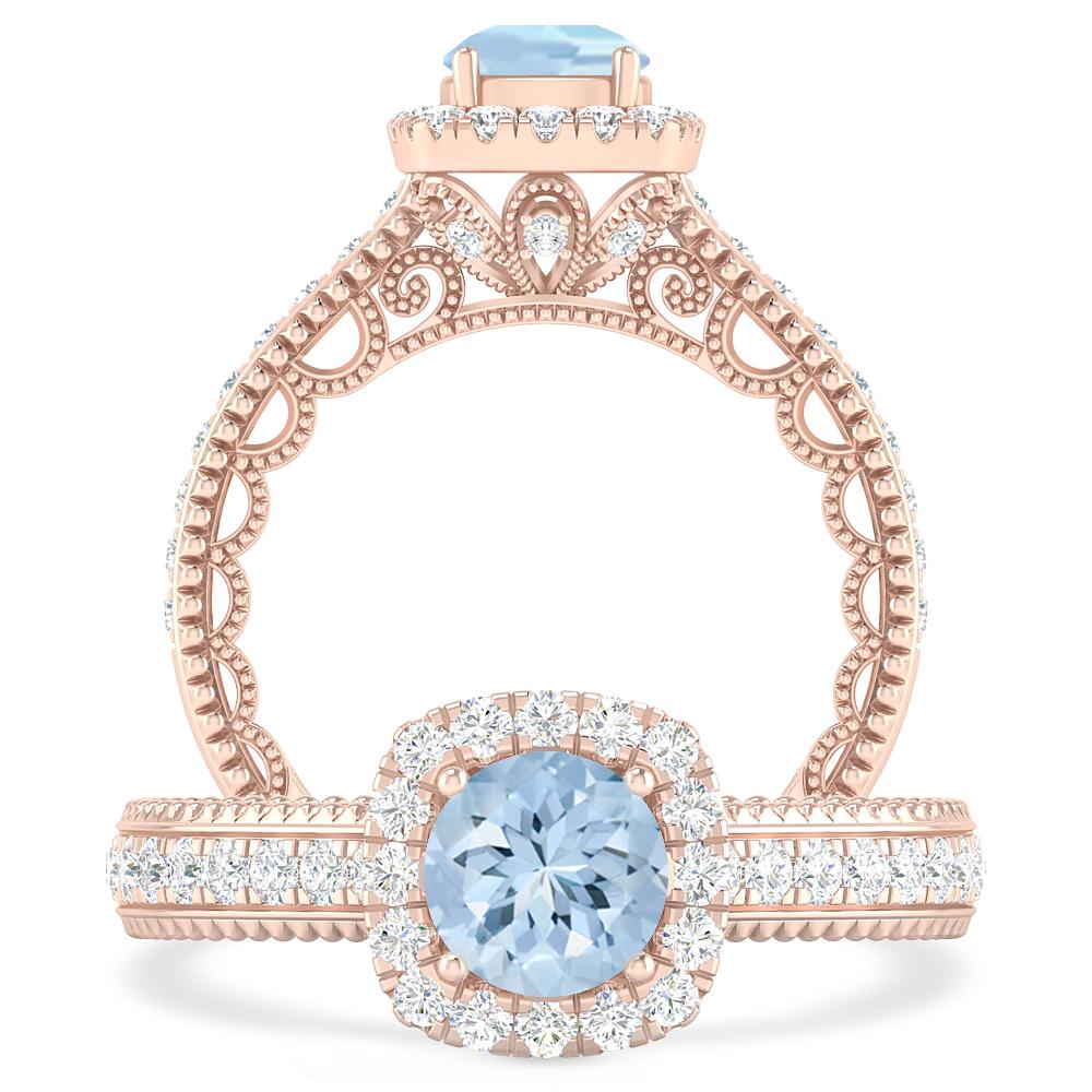 Rose Gold - Aquamarine