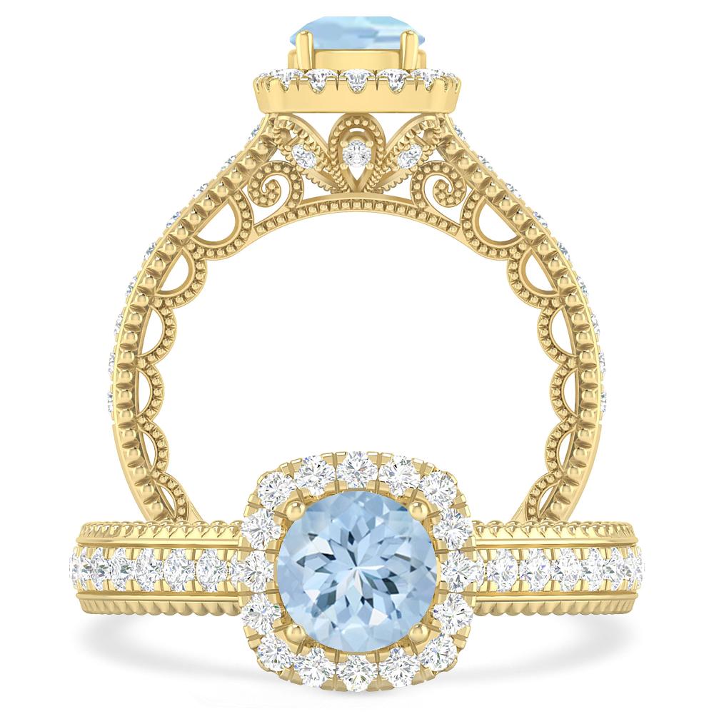 Yellow Gold - Aquamarine