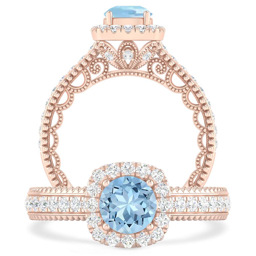 Rose Gold - Aquamarine