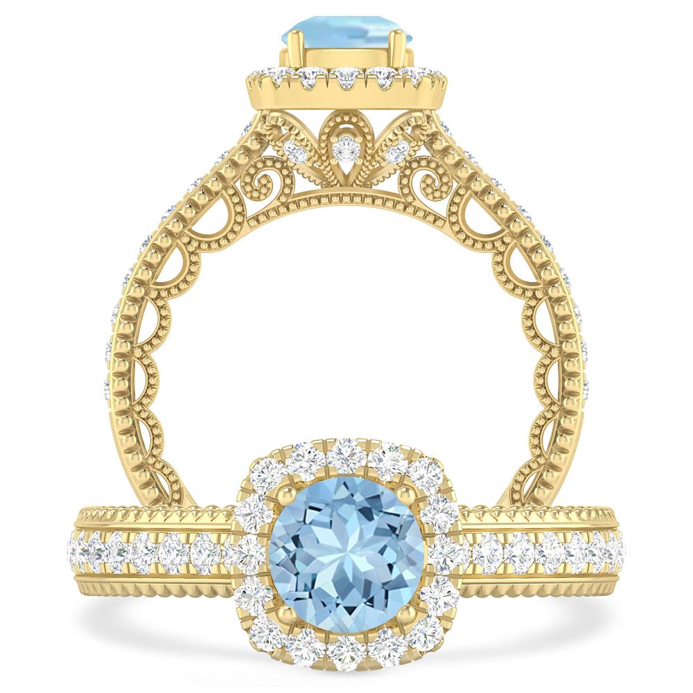 Yellow Gold - Aquamarine