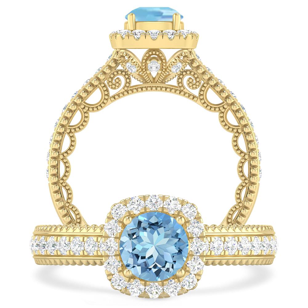 Yellow Gold - Aquamarine