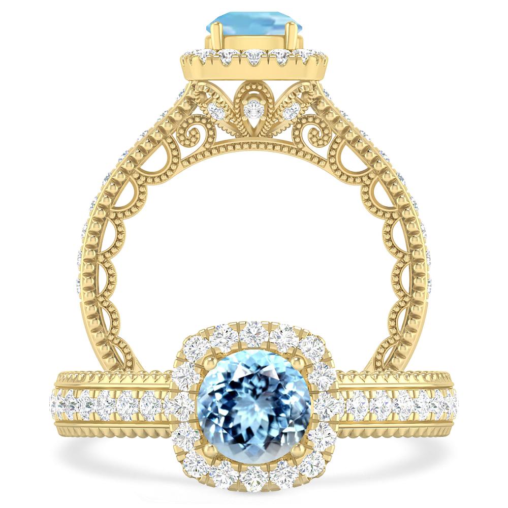 Yellow Gold - Aquamarine