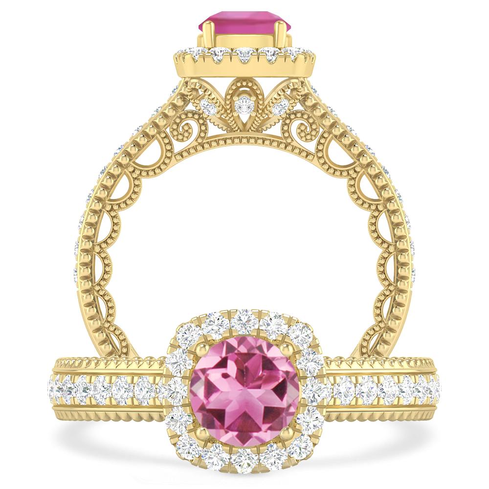 Yellow Gold - Pink Tourmaline