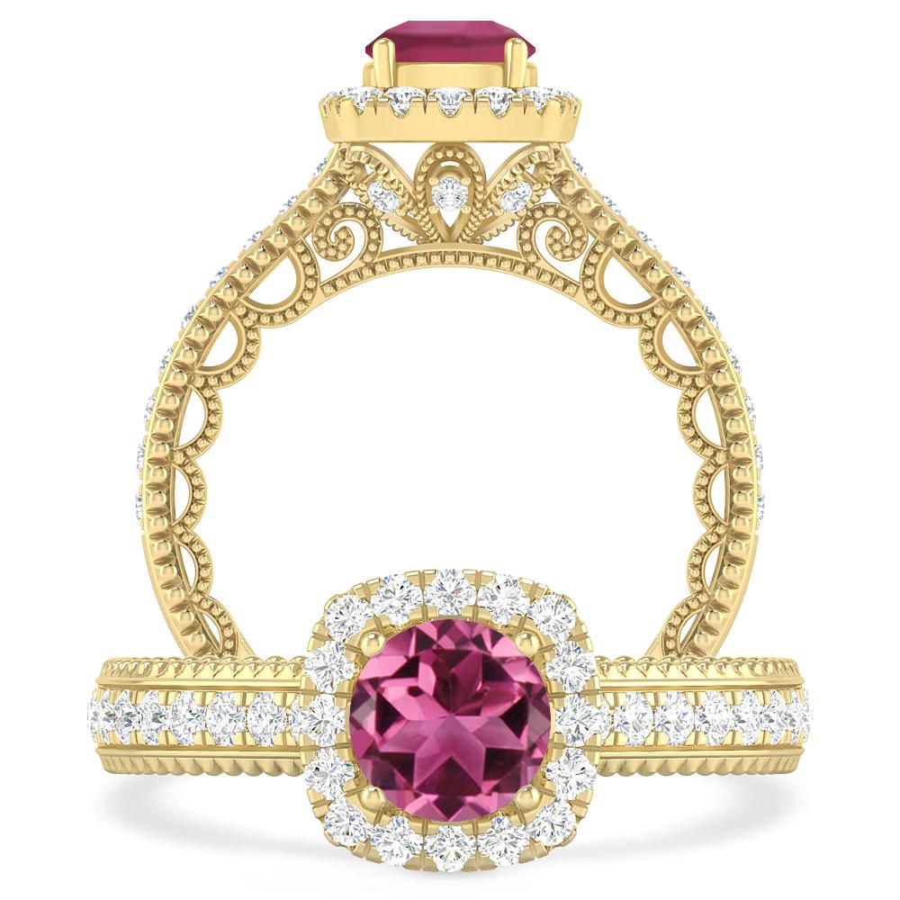 Yellow Gold - Pink Tourmaline