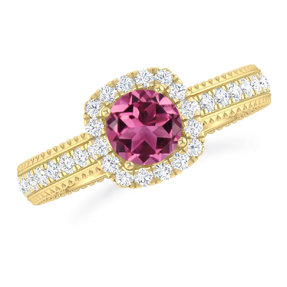 Yellow Gold - Pink Tourmaline