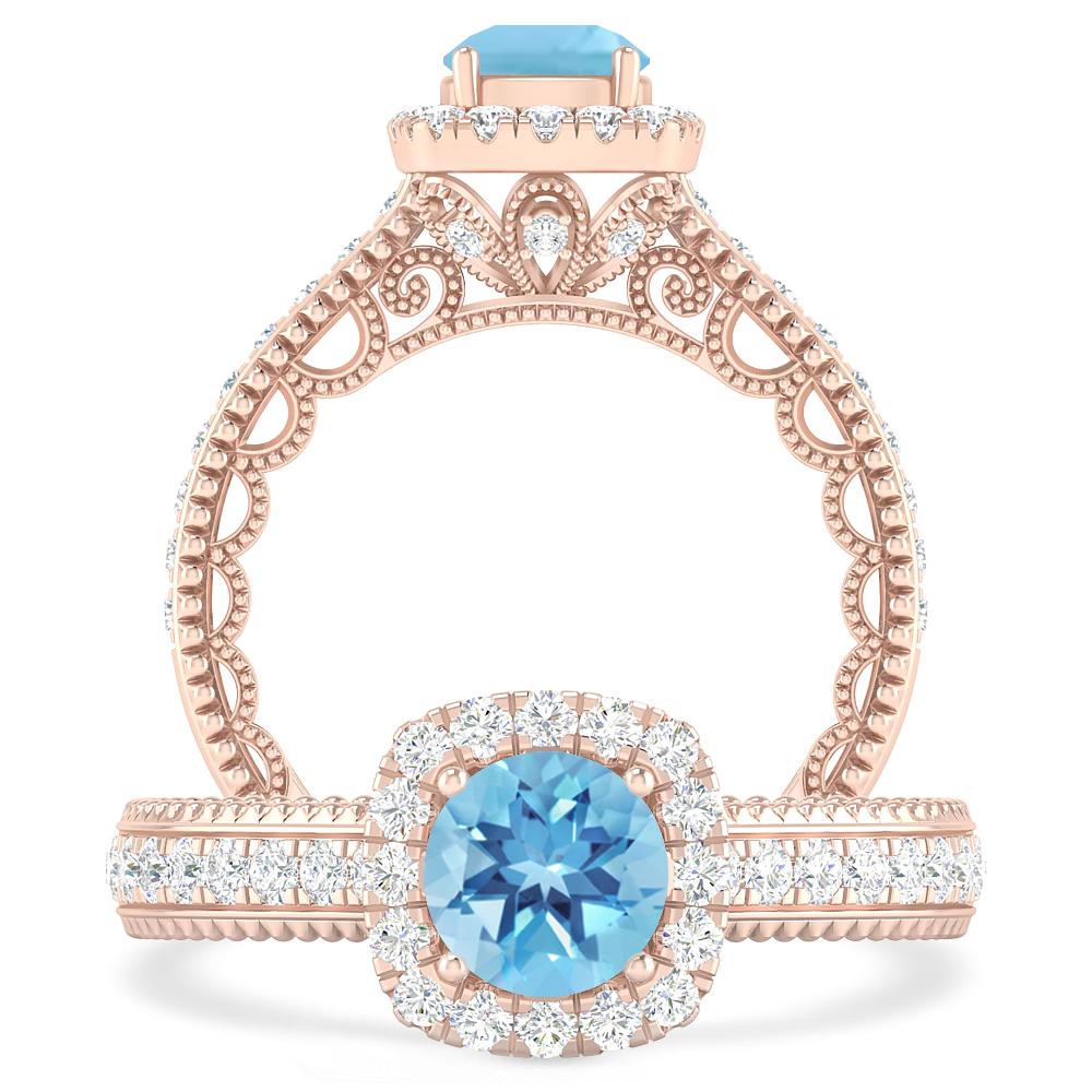 Rose Gold - Blue Topaz