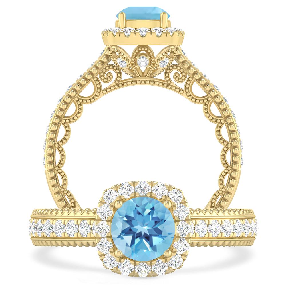 Yellow Gold - Blue Topaz