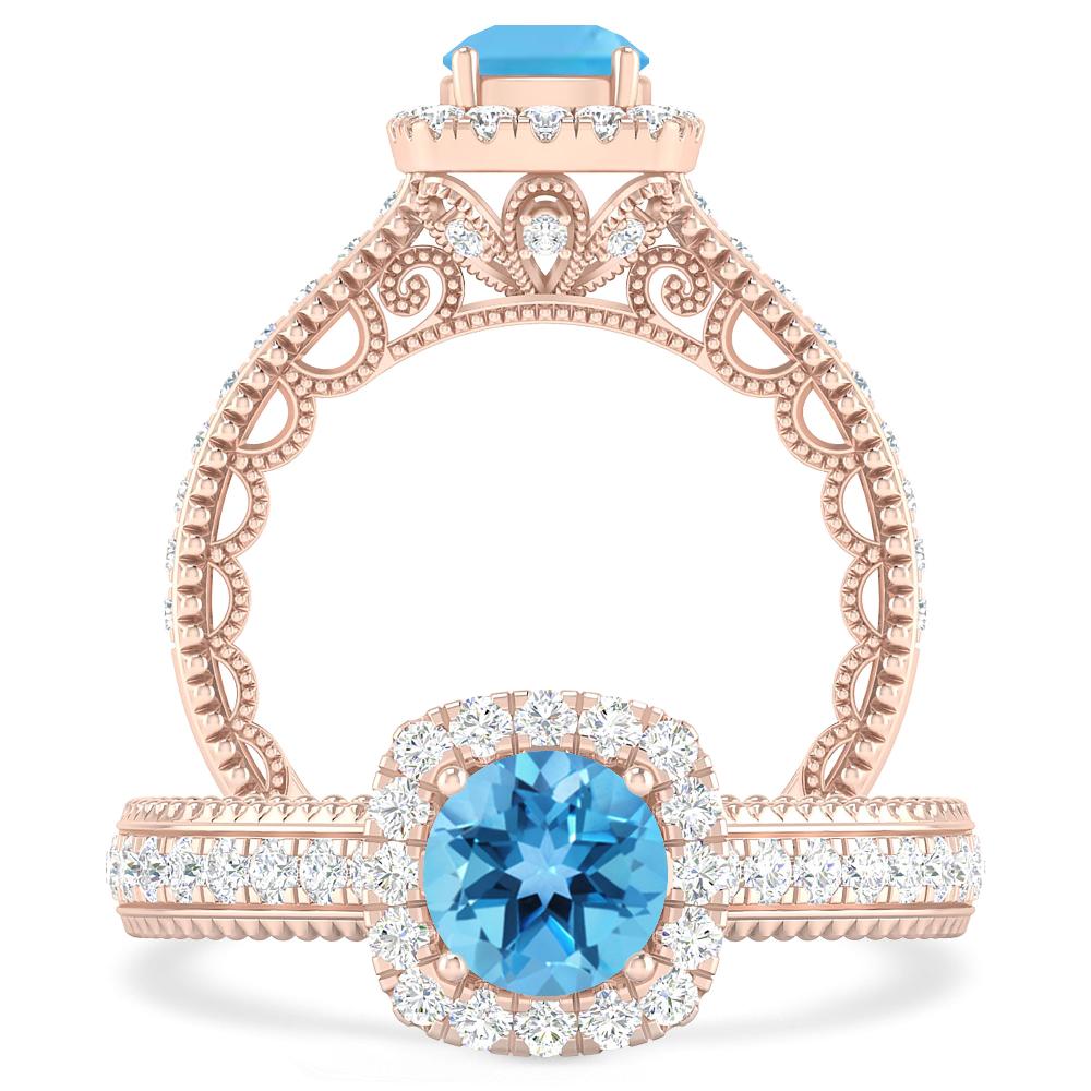 Rose Gold - Blue Topaz