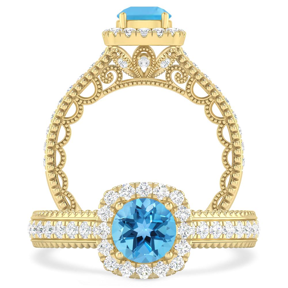 Yellow Gold - Blue Topaz