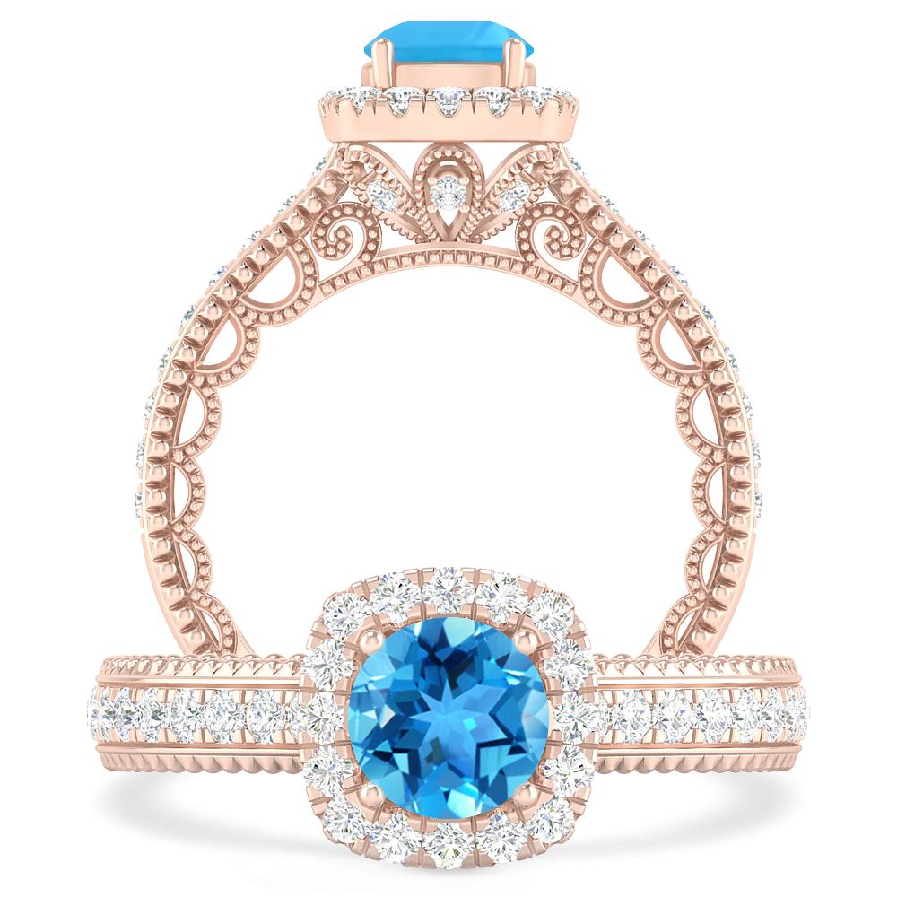 Rose Gold - Blue Topaz