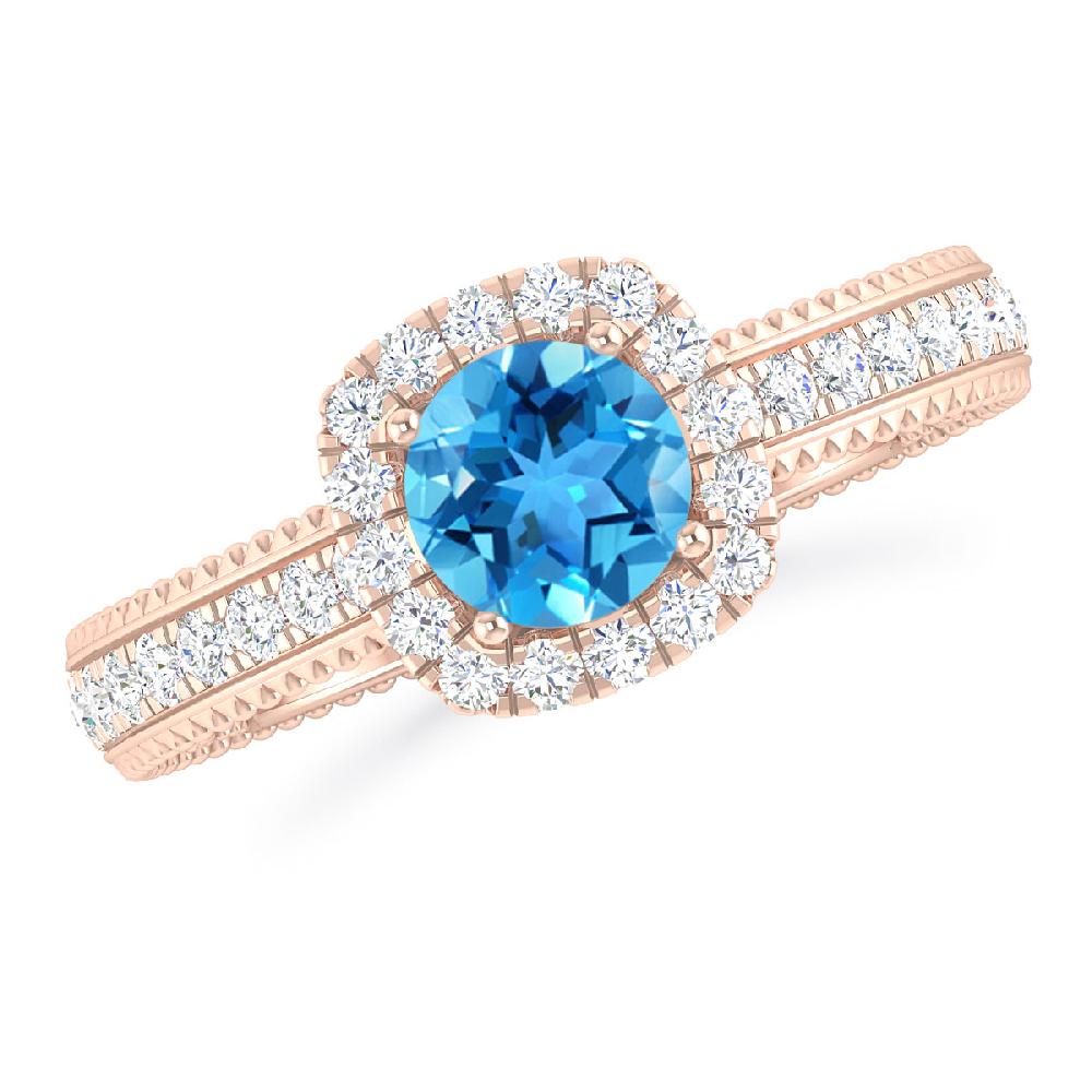 Rose Gold - Blue Topaz