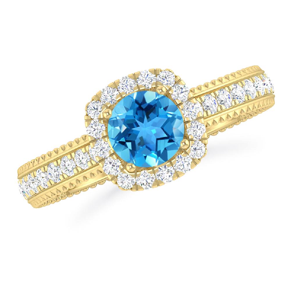 Yellow Gold - Blue Topaz